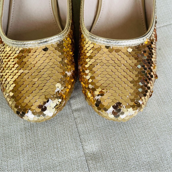 Girl’s gold Sequins dress shoes, SZ 4 - Picture 6 of 13